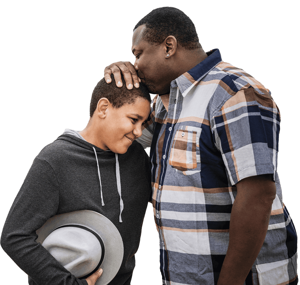 Two brothers hugging. Actor portrayal.